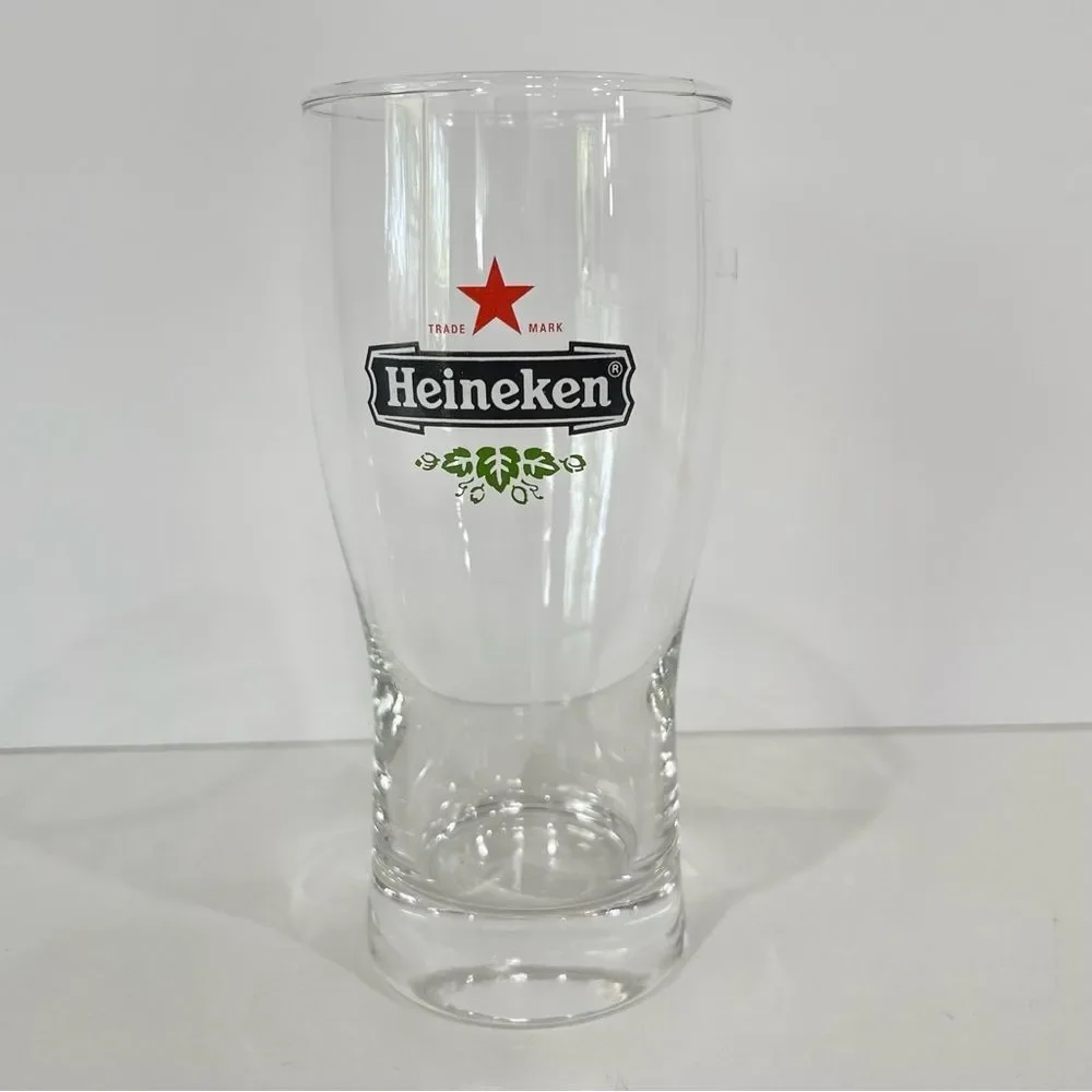 Heineken Beer Pilsner Glass Etched Clear .25L Logo Branded Red Star Barware Bar